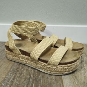 Esprit Gigi Sandals Platform Espadrille Cream Beige Strappy Open Toe Women's 8